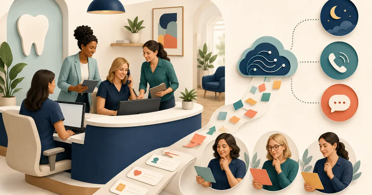 Dental owner and front desk team assign narrow overflow and after-hours call tasks to AI while people retain clinical and relationship decisions.
