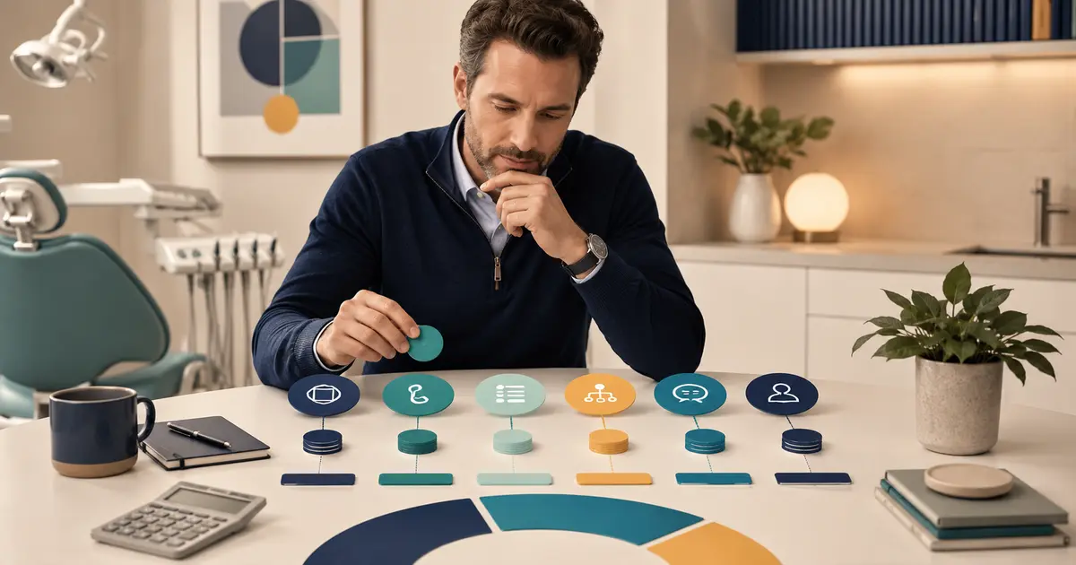 Dental practice owner compares an AI answering budget across base fee, included minutes, overage, locations, messaging, and staff follow-up.