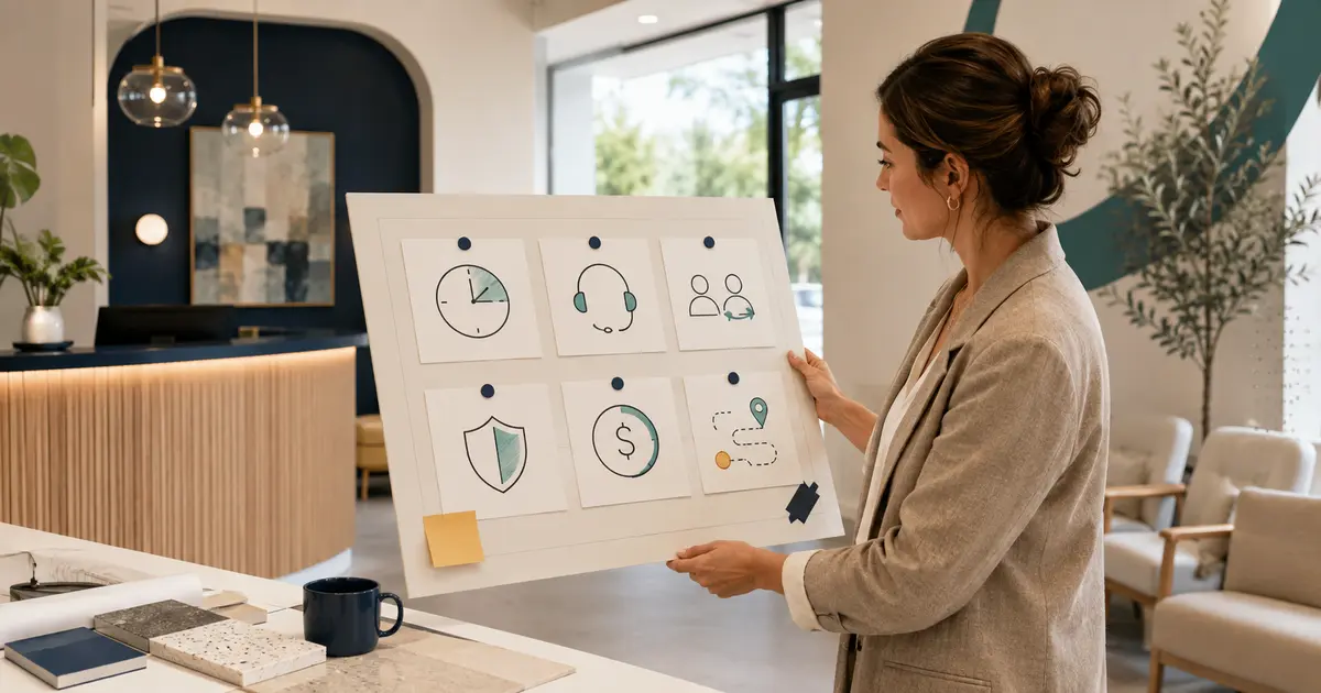 Future dental practice owner maps opening-day call coverage, approved intake, staff handoff, privacy, cost, and backup steps.