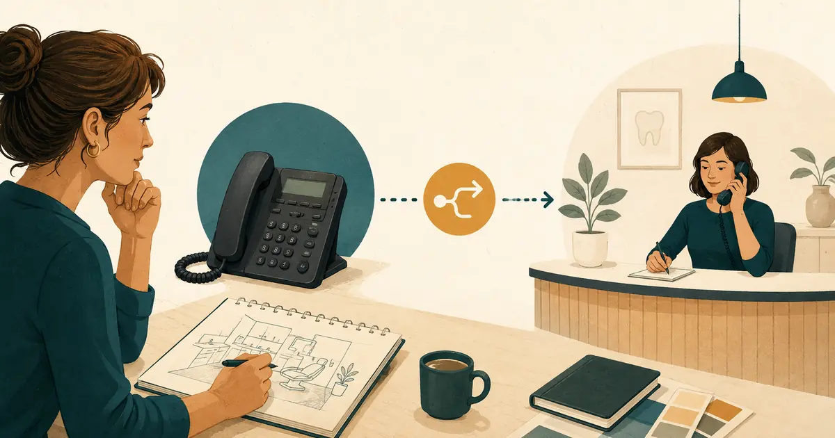 New dental practice owner reviews a call setup path from the existing office phone to a clear front-desk handoff.