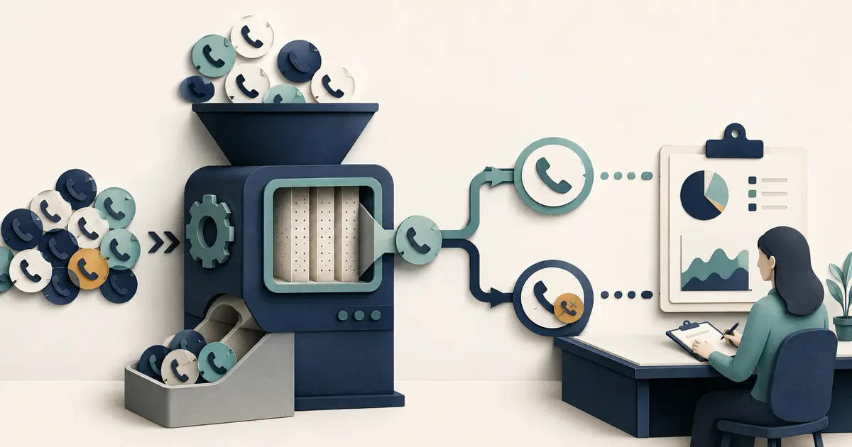 Front desk team separates offered, eligible, live-answered, backup-answered, abandoned, voicemail, duplicate, spam, and outage calls before calculating rates.