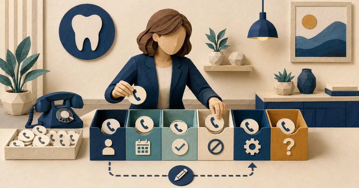 Dental practice owner organizes call outcomes into a concise, mutually exclusive taxonomy for reliable reporting.