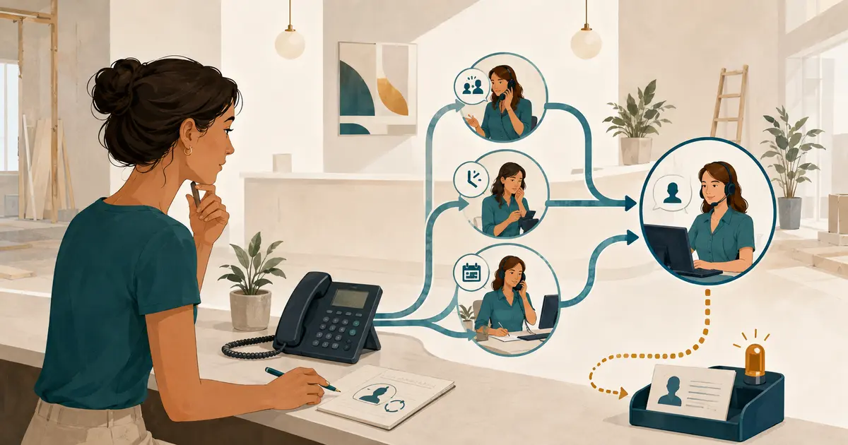 Future dental practice owner traces a tested call path from the existing office number to answering coverage and back.