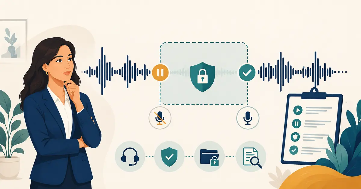 Future dental practice owner tests recording pause, sensitive-data suppression, resume status, failure handling, and audit evidence.