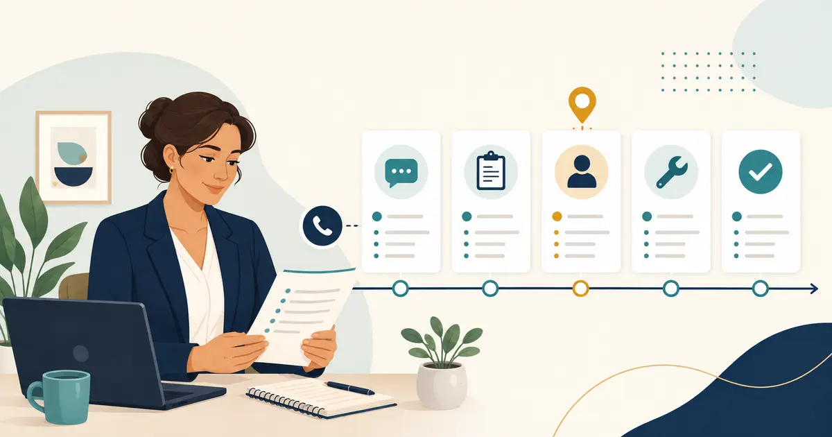 Dental office manager reviews a complaint timeline, immediate recovery, owner, corrective action, and closure evidence.