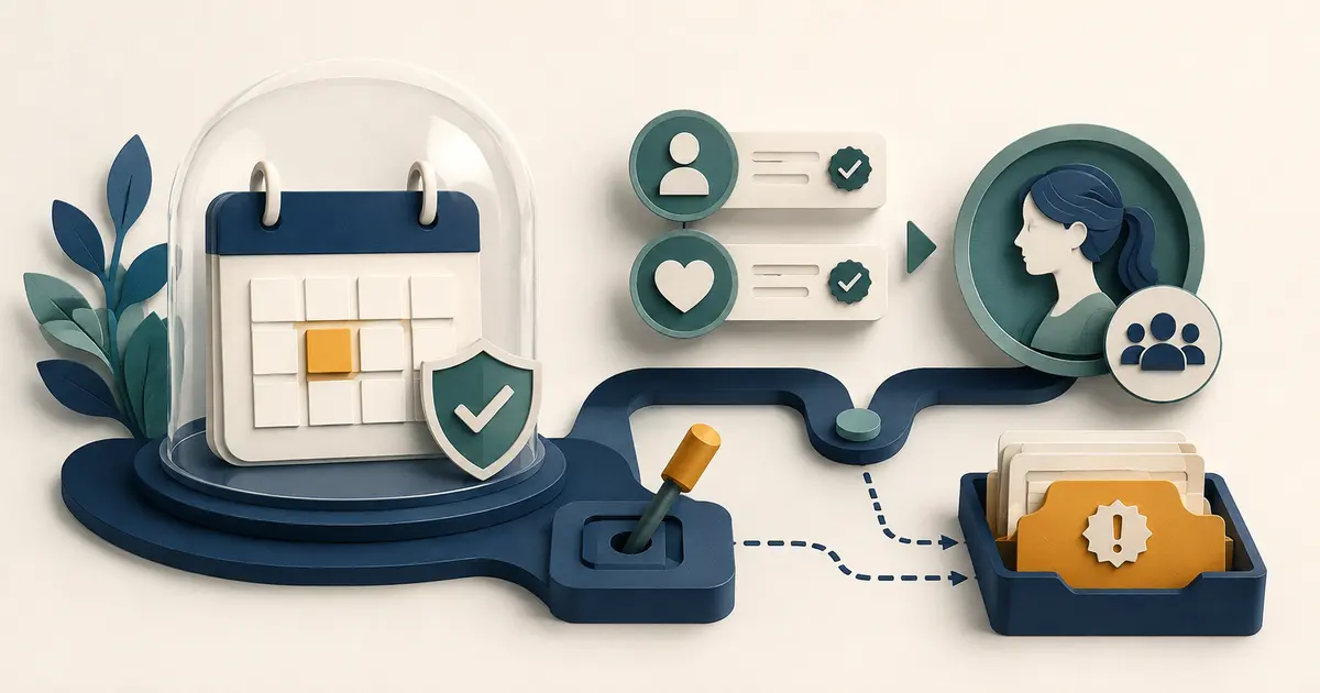 Future dental practice owner maps a cancellation request through identity review, schedule update, confirmation, waitlist offer, and documented resolution.