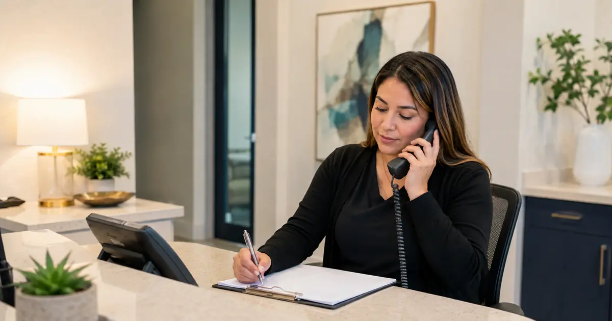 Front desk coordinator routes an urgent after-hours caller request through approved language to a named on-call owner with a documented fallback.