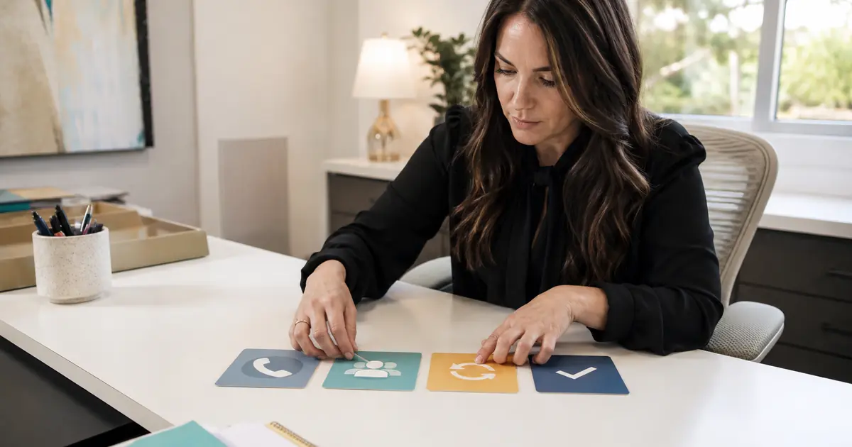 Dental office manager maps incoming calls into owned work states for answer, hold, request, transfer, callback, exception, and completed follow-up.