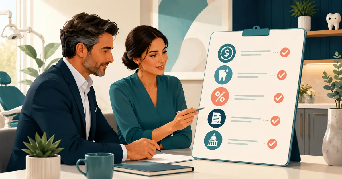 Dental practice owner reviews membership terms, pricing assumptions, renewal dates, and patient communication materials.