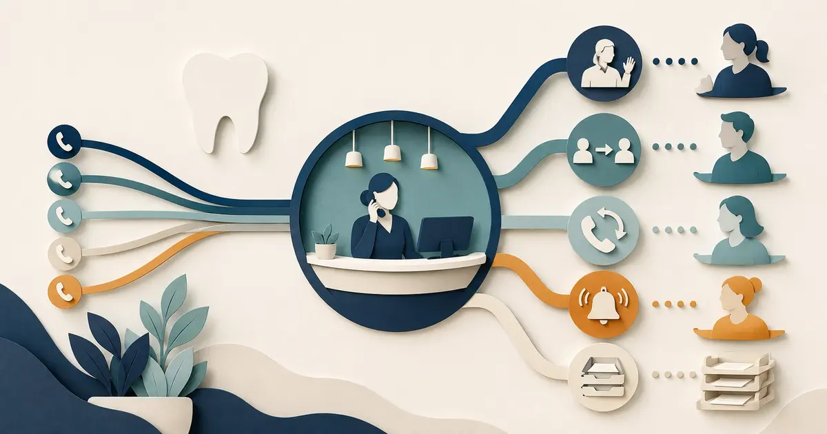 Front desk team follows one call playbook from greeting and listening through documentation, escalation, callback assignment, and verified closure.