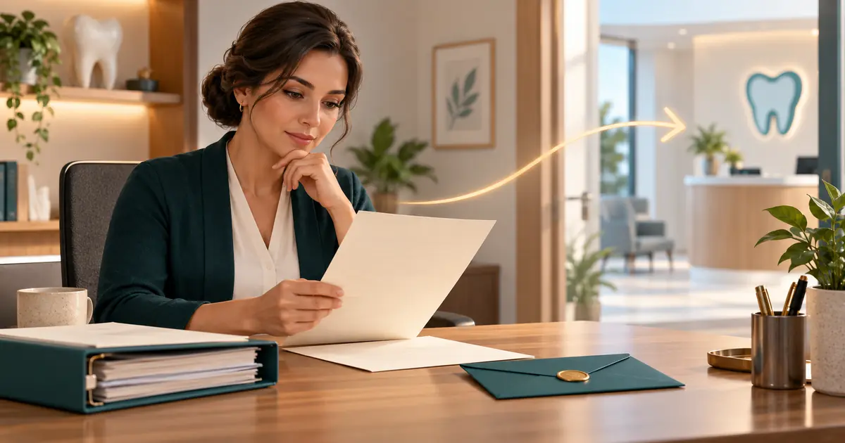 A front desk team member prepares a sealed notice and records folder for review.