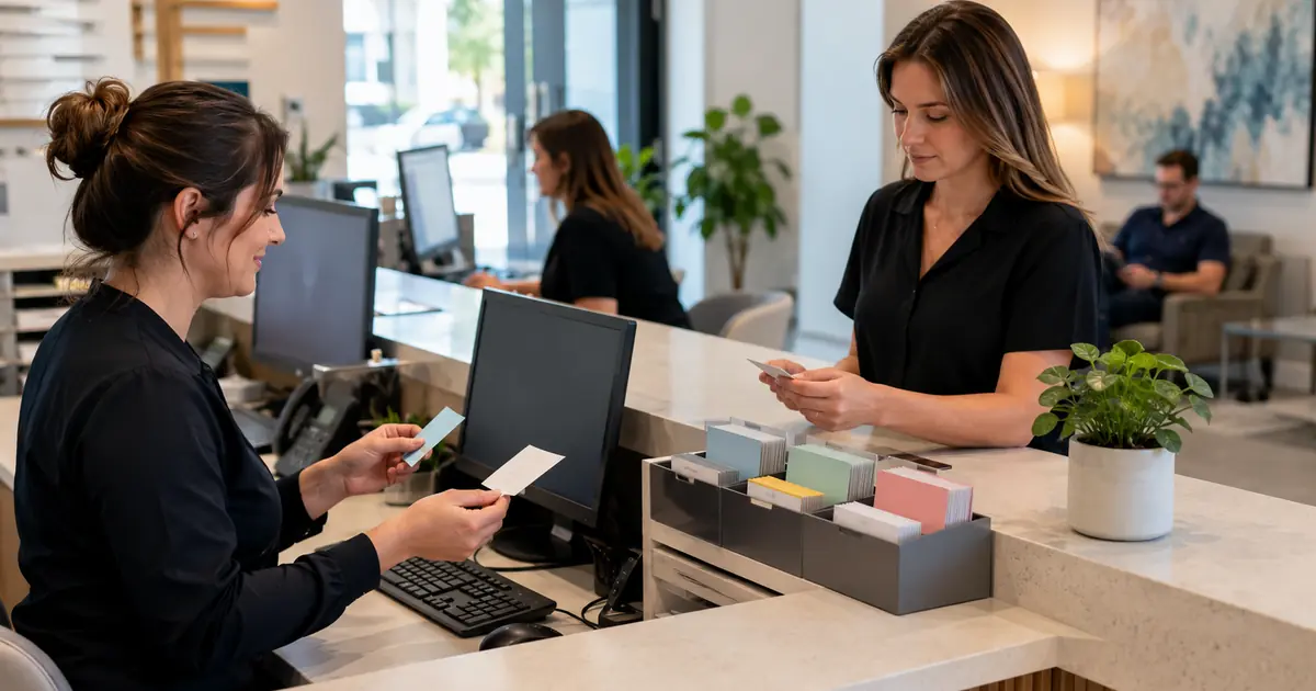 Front desk team manages a two-way dental texting queue with consent, minimal message details, verified identity, assigned replies, opt-outs, and delivery failures.