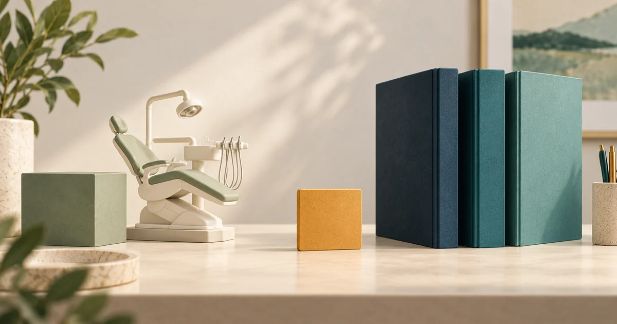 A balanced tabletop arrangement of asset objects and obligation folders with a smaller equity tile.