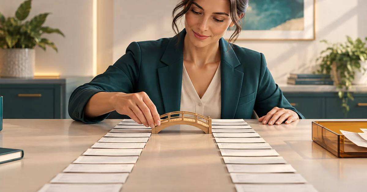 Two rows of transaction slips are aligned while unmatched items sit in a separate tray.