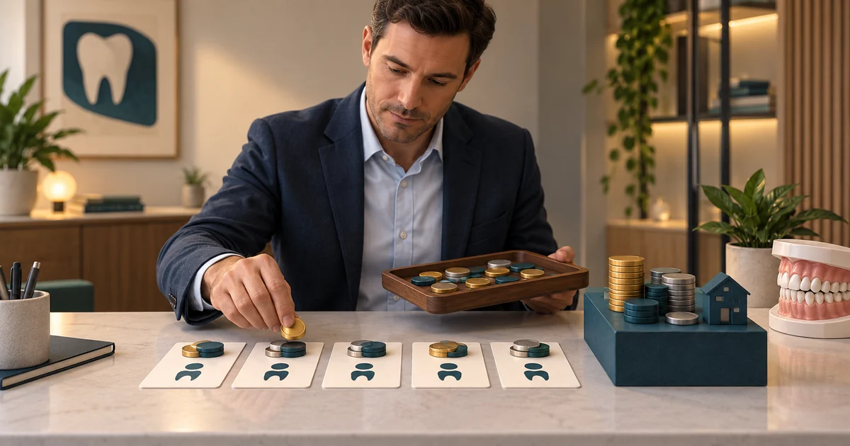 Expense tokens and visit cards are arranged beside a separate overhead block.