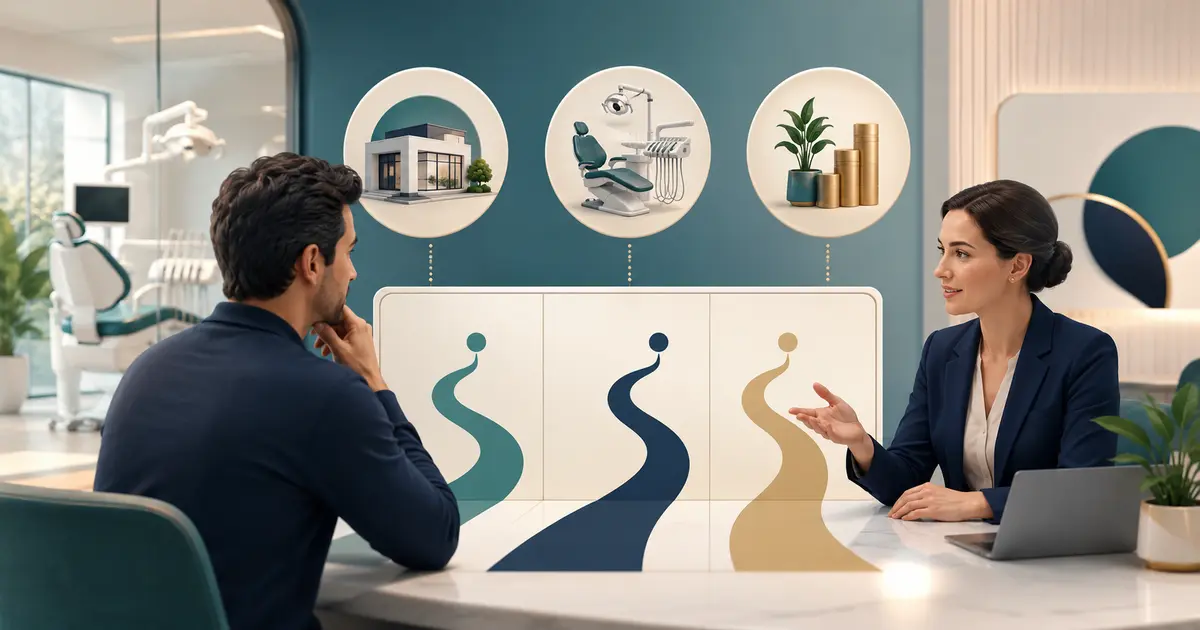 Future practice owner compares loan uses, repayment schedules, collateral, and closing conditions across financing offers.