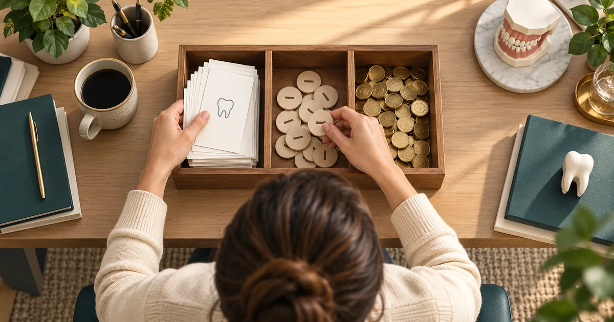Three desk compartments separate service records, adjustments and collected payments.