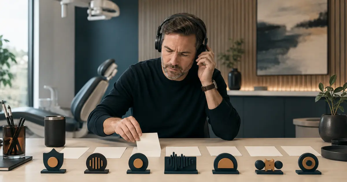 Dental practice owner listens to test calls while scoring AI disclosure, interruptions, corrections, approved facts, limits, and staff handoffs.