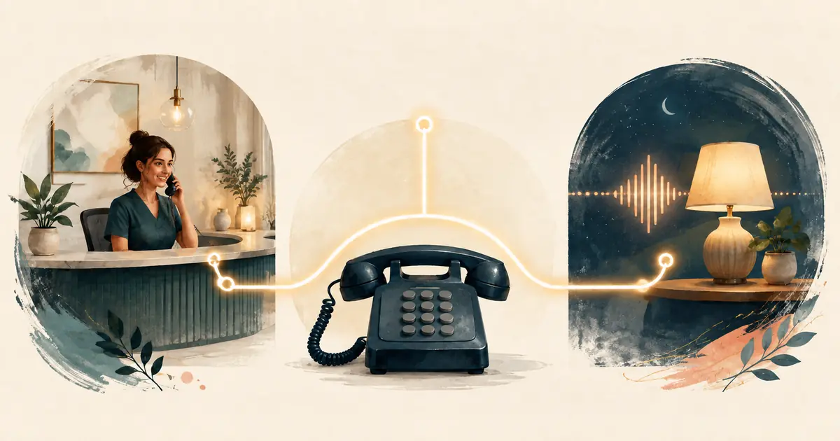 Existing dental office phone remains central while selected unanswered calls continue to a separate AI coverage line.