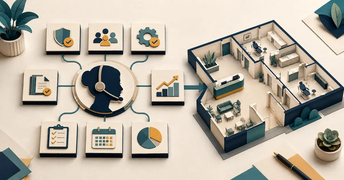Future practice owner compares live receptionist coverage by hours, training, access, escalation, quality review, business continuity, pricing, and exit plan.