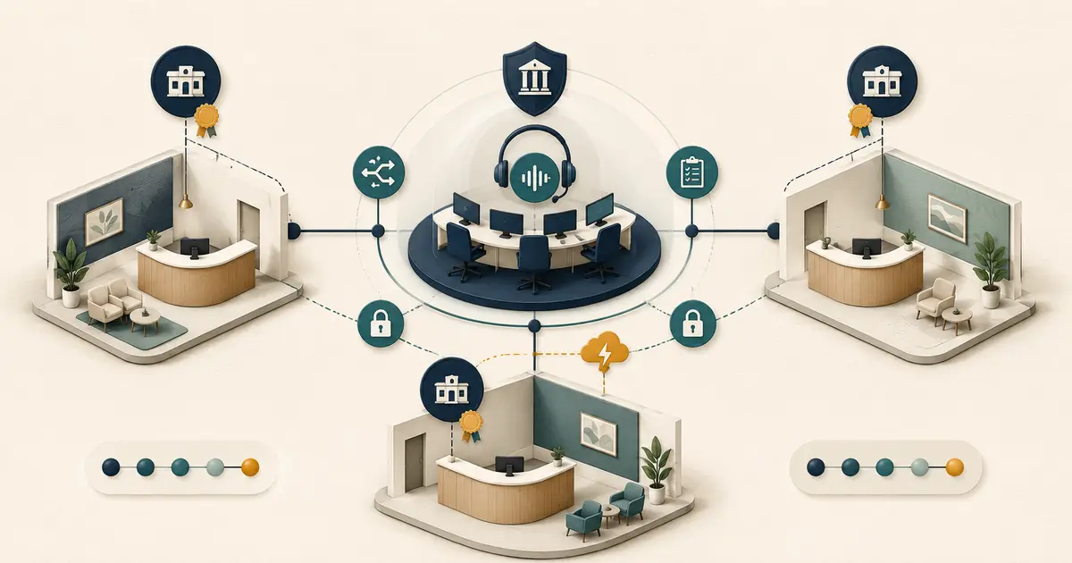 Practice owner connects several dental offices through shared call standards, local facts, routing, escalation, access, outage backup, and outcome reporting.
