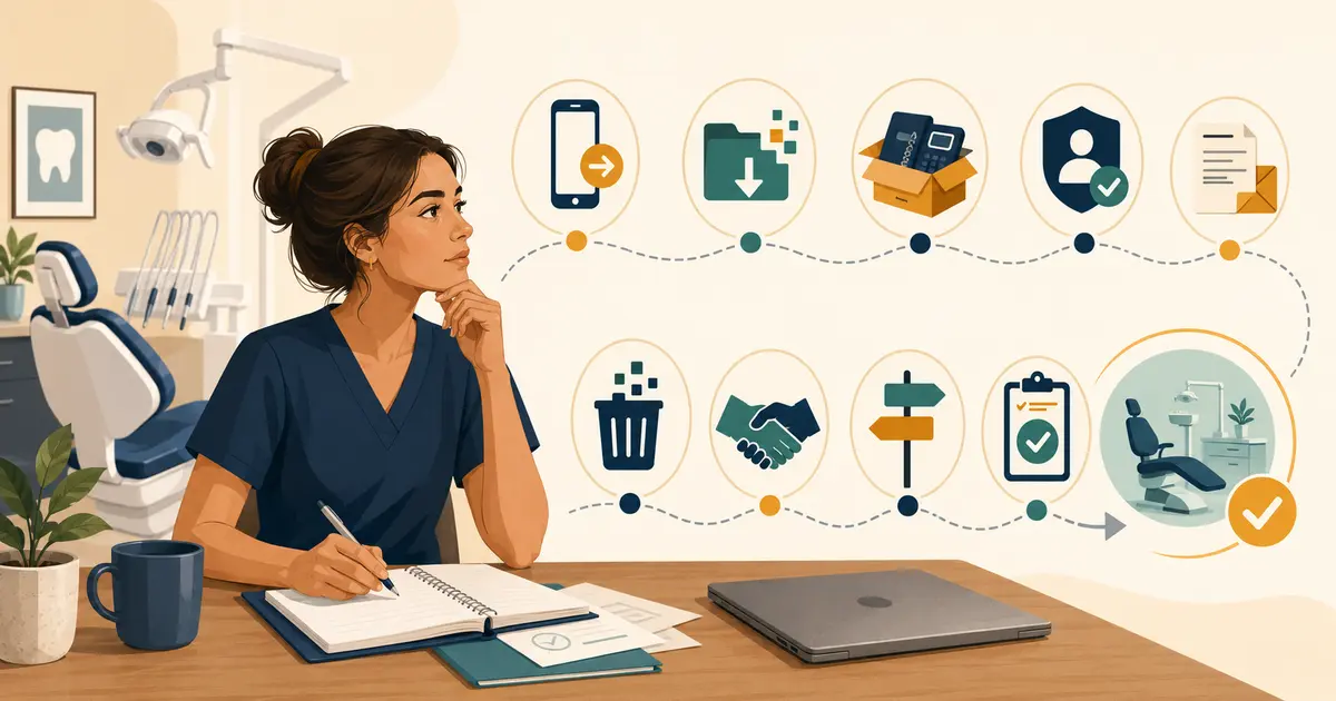 Future dental practice owner coordinates phone numbers, provider documents, call routes, devices, testing, and a staged service cutover.