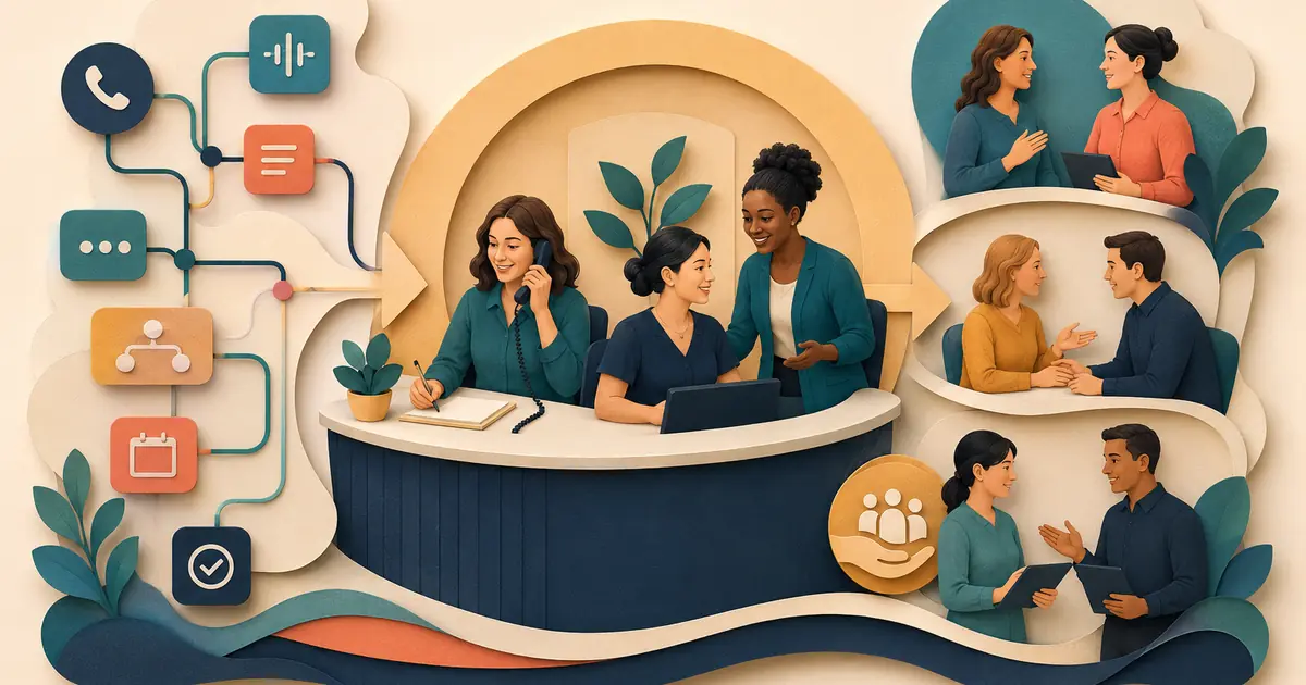 Future dental owner separates repeatable phone tasks from human judgment, patient relationships, exception handling, and operational oversight.